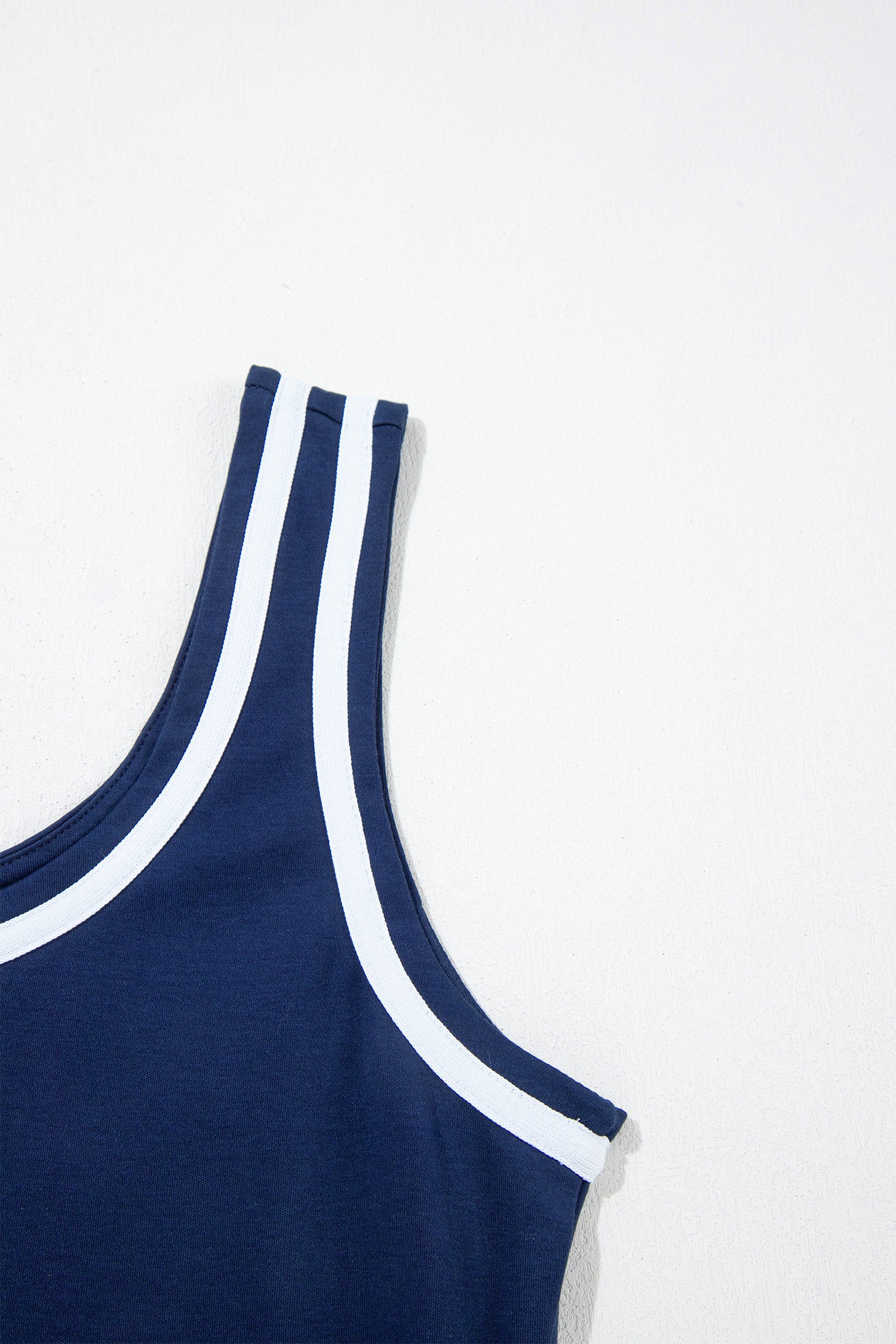 Dirty blue Contrast Trim U Neck Sleeveless Mini Dress with Shorts 2pcs Set