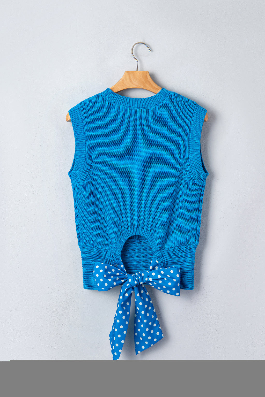 Slim Knit Polka Dot Knot Back Cropped Sweater Tank