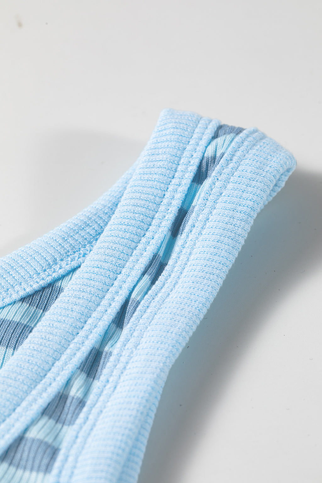 Sky Blue Stripe Ribbed Knit Slim Tank Top