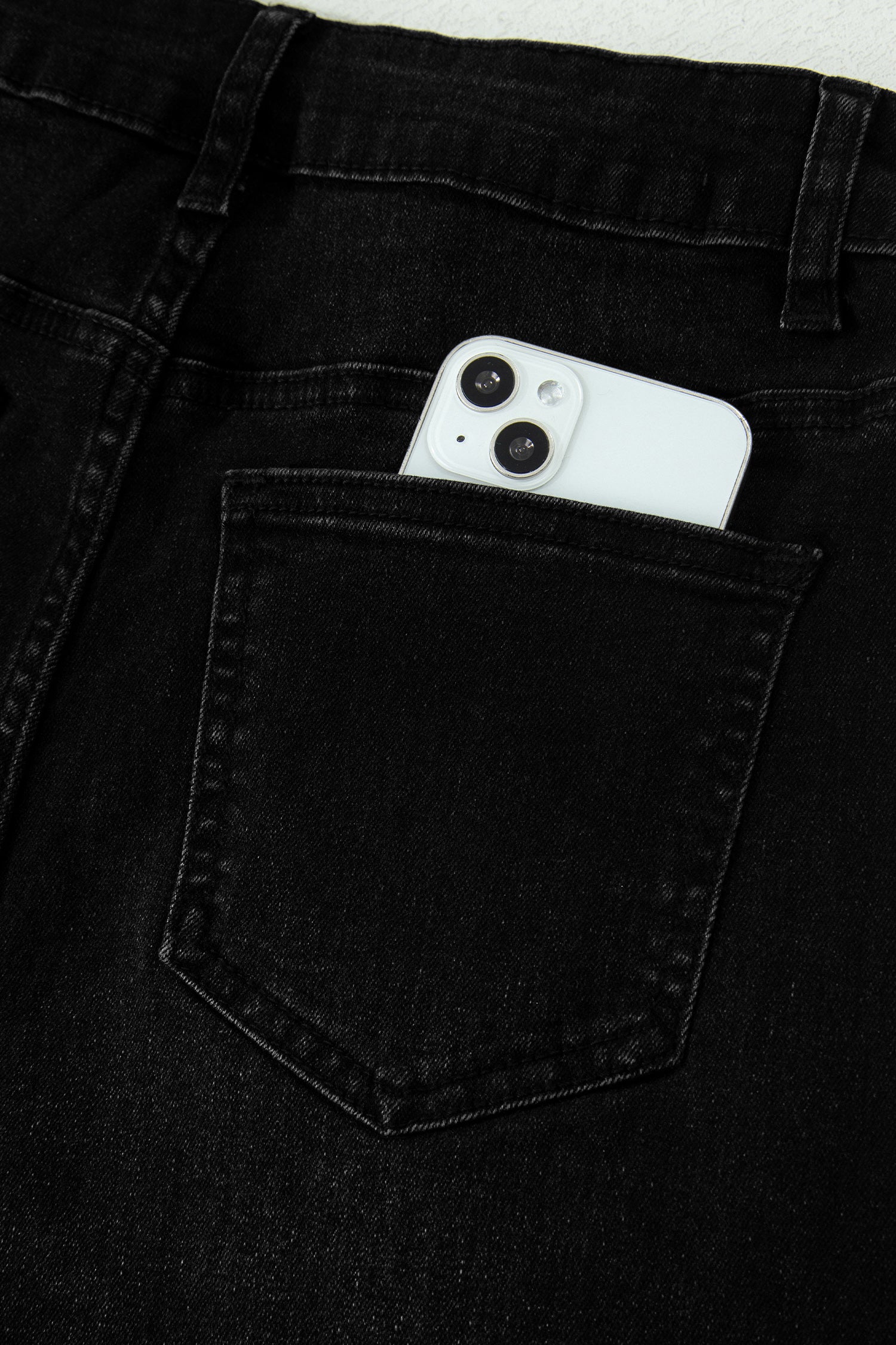 Black Frayed Cropped Straight Jeans