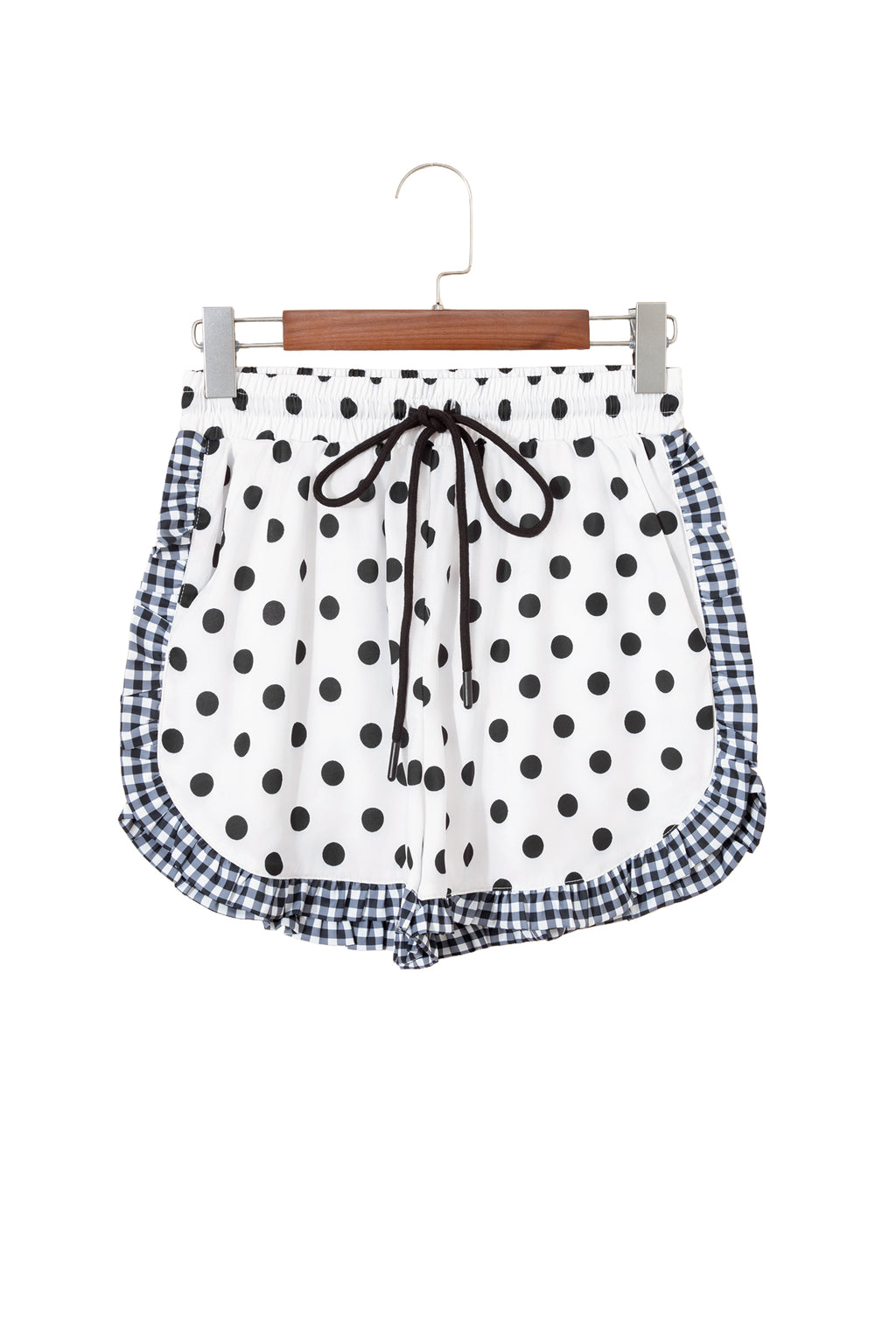Pink Stripe Contrast Ruffle Trim Shorts