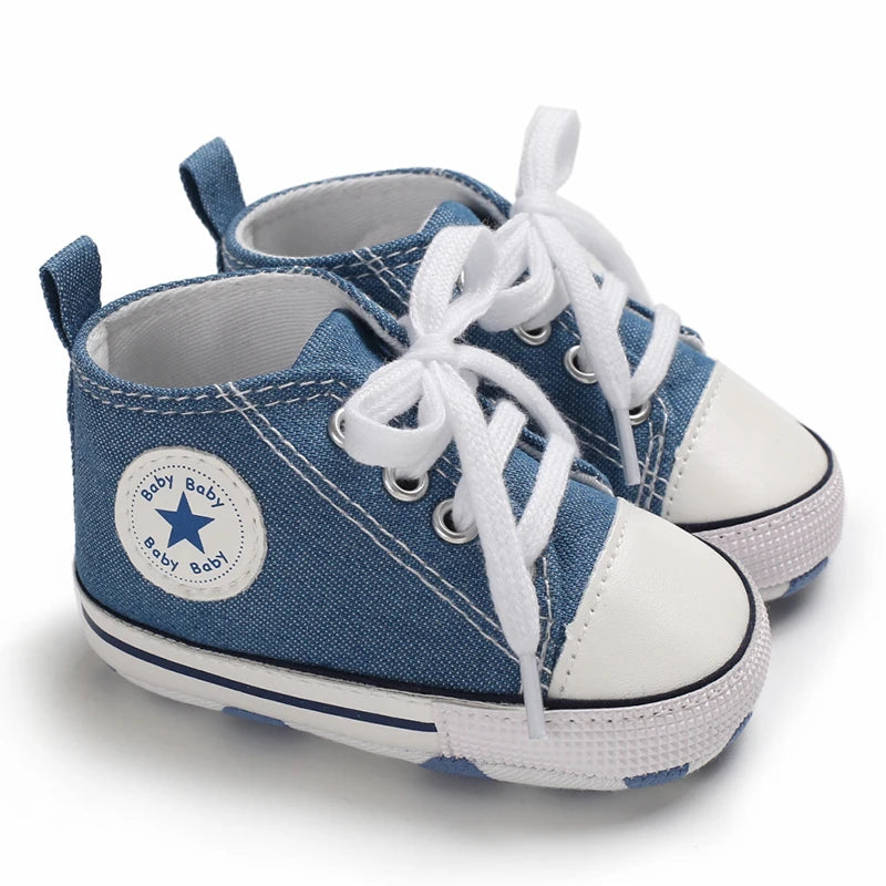 0-18 Months Baby Canvas Classic Sports Shoes Newborn Boys and Girls Printed Star First Walkers Shoes Infant Anti slip Baby Shoes