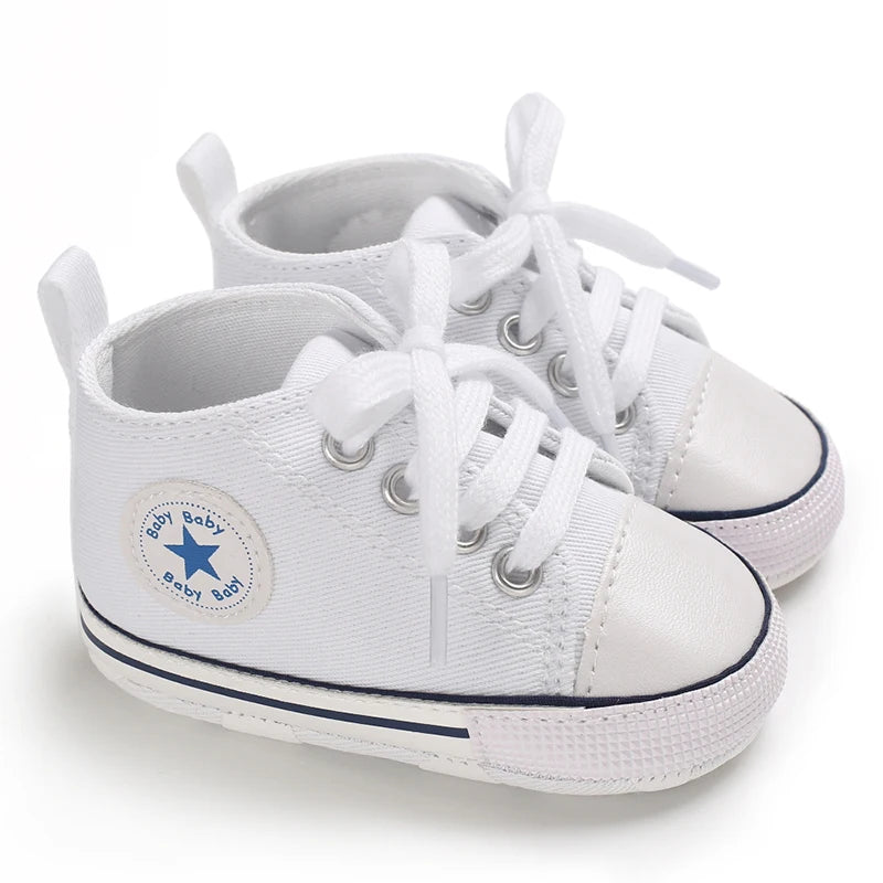 0-18 Months Baby Canvas Classic Sports Shoes Newborn Boys and Girls Printed Star First Walkers Shoes Infant Anti slip Baby Shoes