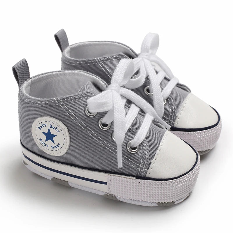 0-18 Months Baby Canvas Classic Sports Shoes Newborn Boys and Girls Printed Star First Walkers Shoes Infant Anti slip Baby Shoes