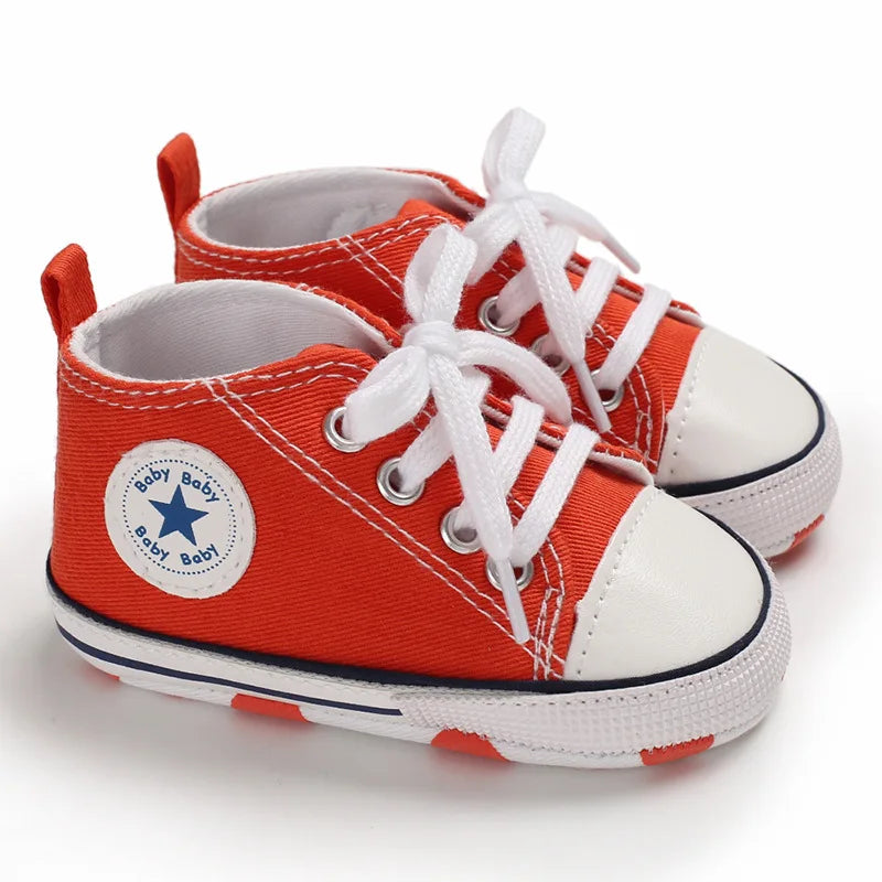 0-18 Months Baby Canvas Classic Sports Shoes Newborn Boys and Girls Printed Star First Walkers Shoes Infant Anti slip Baby Shoes