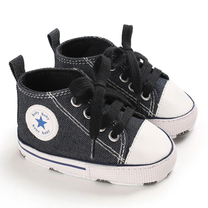0-18 Months Baby Canvas Classic Sports Shoes Newborn Boys and Girls Printed Star First Walkers Shoes Infant Anti slip Baby Shoes