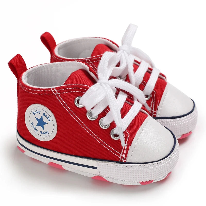 0-18 Months Baby Canvas Classic Sports Shoes Newborn Boys and Girls Printed Star First Walkers Shoes Infant Anti slip Baby Shoes