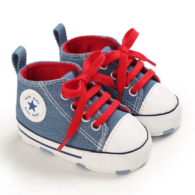 0-18 Months Baby Canvas Classic Sports Shoes Newborn Boys and Girls Printed Star First Walkers Shoes Infant Anti slip Baby Shoes