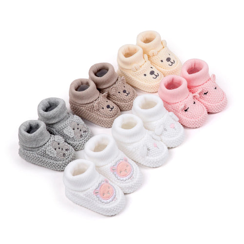 0-12months Infant Knitted Baby Booties with Ears Soft shoes for baby girls Comfortable Winter Shoes