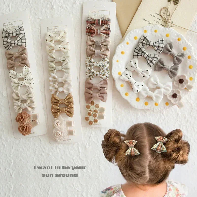 10Pc/Set Children's Girl Hairpins Cute Headwear Hair Accessories Bow for Baby Scrunchie Hair Clips Kids Barrettes Baby Headwear