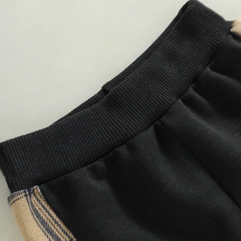 0-24months Boys Clothes Set Long Sleeve Bear Sweatshirt With Plaid Sweatpants Spring Autumn Outfits For Baby Boys