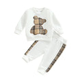 0-24months Boys Clothes Set Long Sleeve Bear Sweatshirt With Plaid Sweatpants Spring Autumn Outfits For Baby Boys