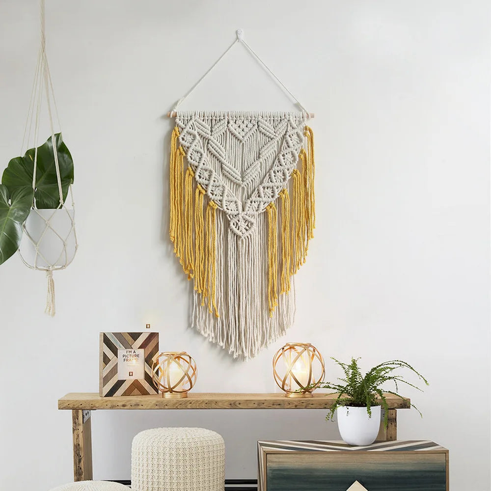 Nordic Woven Macrame Tapestry Room Decor Boho Home and Decoration for Bedroom Livingroom Wall Art Aesthetics Decorating Items