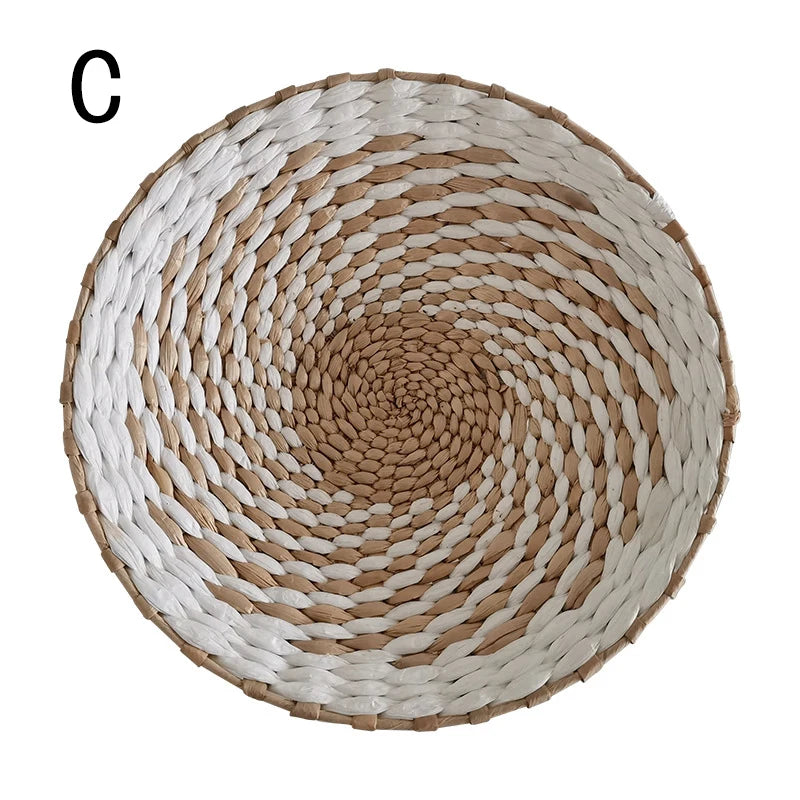 Straw Woven Round Wall Decoration Pendants Creative Retro Ethnic Background Wall Decor Moroccan Style Hand-woven Ornaments