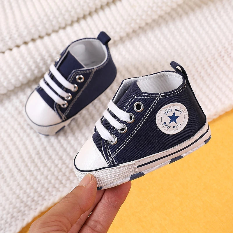 0-18 Months Baby Canvas Classic Sports Shoes Newborn Boys and Girls Printed Star First Walkers Shoes Infant Anti slip Baby Shoes