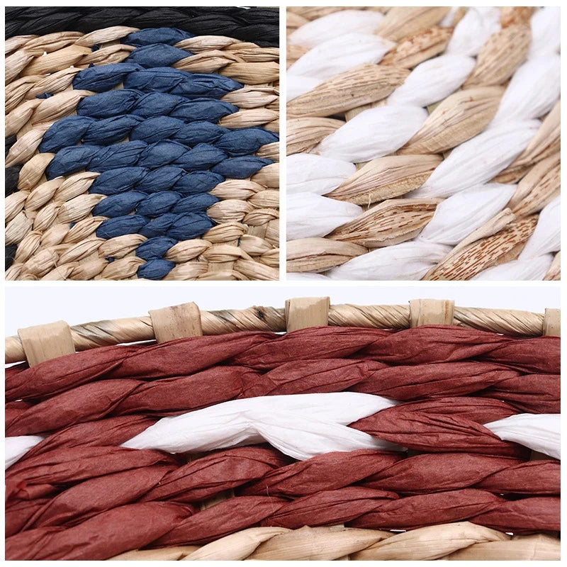 Straw Woven Round Wall Decoration Pendants Creative Retro Ethnic Background Wall Decor Moroccan Style Hand-woven Ornaments