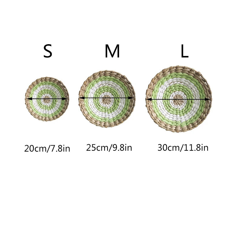 Straw Woven Round Wall Decoration Pendants Creative Retro Ethnic Background Wall Decor Moroccan Style Hand-woven Ornaments