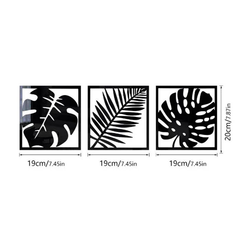 3D Hollow Plant Mirror Sticker Acrylic Palma Wall Stickers Frame Stickers for Sofa Background Wall Home Decor