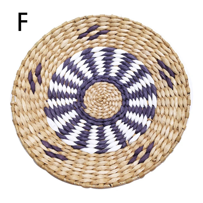Straw Woven Round Wall Decoration Pendants Creative Retro Ethnic Background Wall Decor Moroccan Style Hand-woven Ornaments