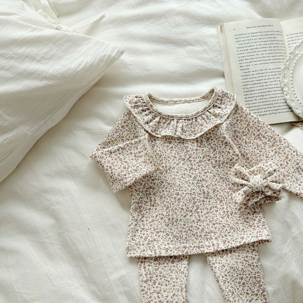 2025 Spring New Baby Long Sleeve Clothes Set Infant Girl Floral Tops + Leggings + Headband 3pcs Suit Cotton Toddler Outfits