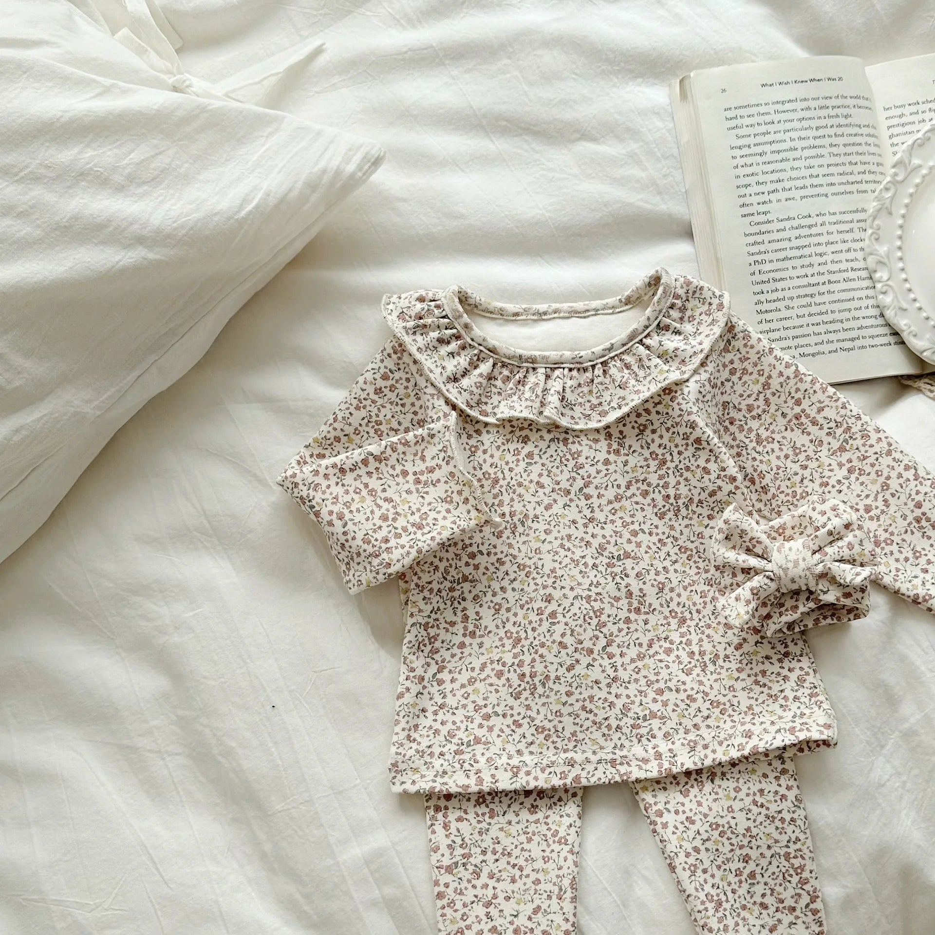 2025 Spring New Baby Long Sleeve Clothes Set Infant Girl Floral Tops + Leggings + Headband 3pcs Suit Cotton Toddler Outfits