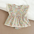 2026 Summer New Baby Girl Clothes Small Flower Lace Pure Cotton Little Flying Sleeve Onesie Outfit for Crawling and Outdoor Wear