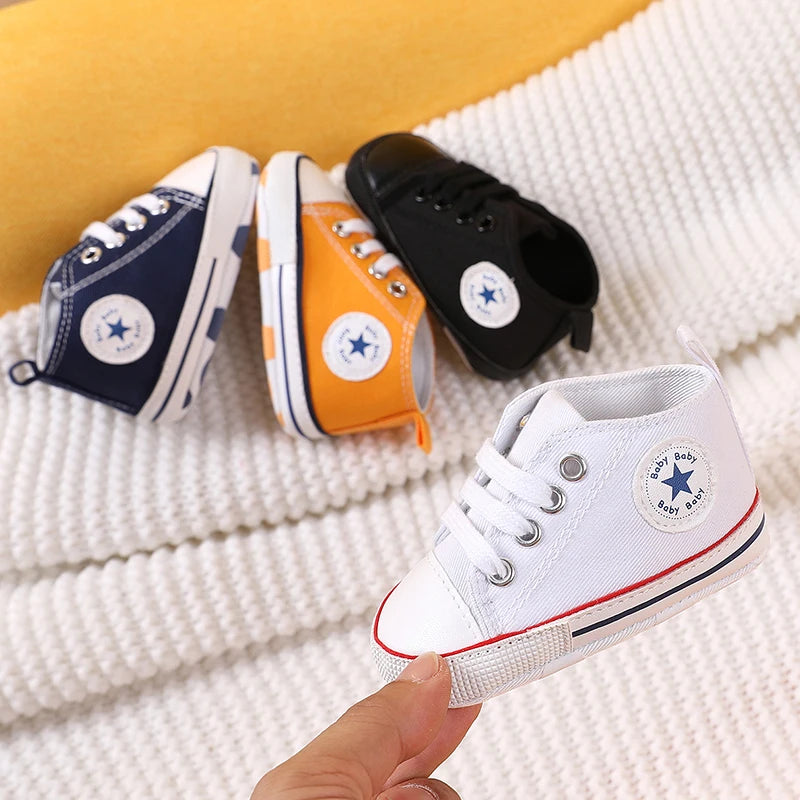 0-18 Months Baby Canvas Classic Sports Shoes Newborn Boys and Girls Printed Star First Walkers Shoes Infant Anti slip Baby Shoes