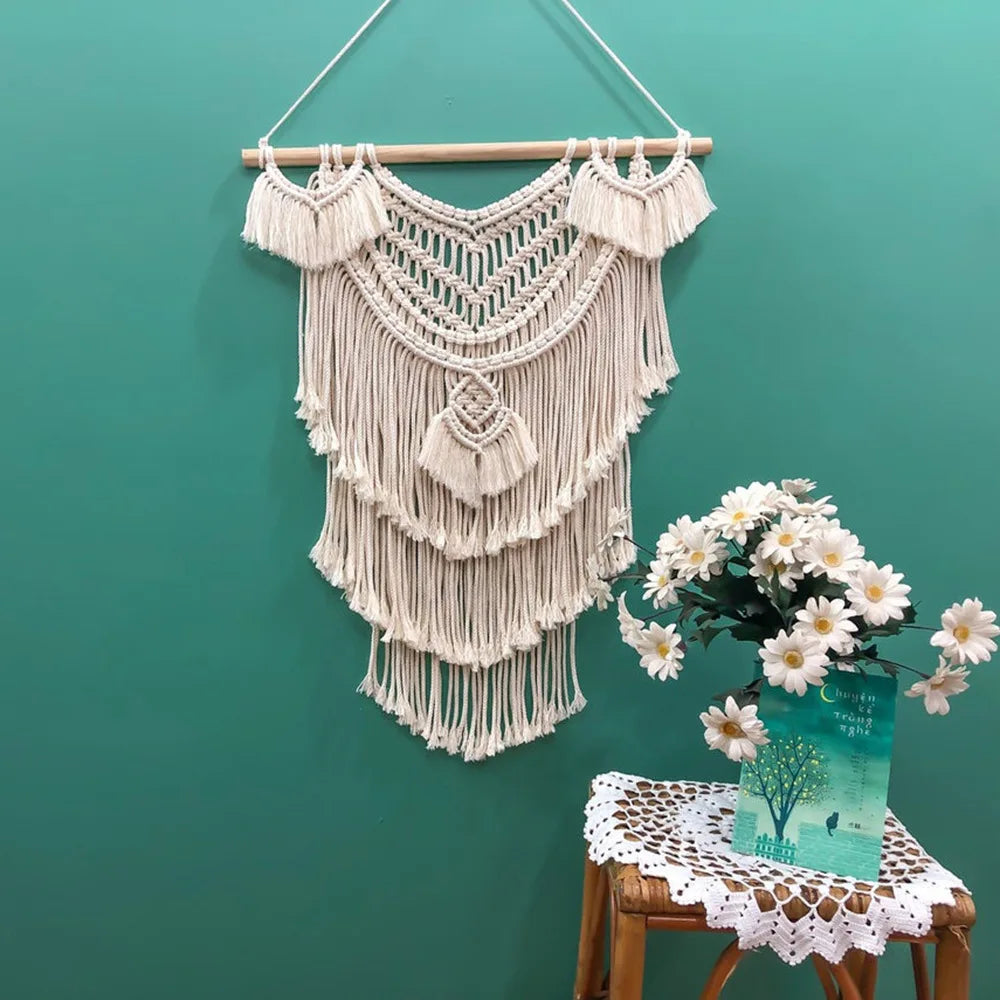 Nordic Woven Macrame Tapestry Room Decor Boho Home and Decoration for Bedroom Livingroom Wall Art Aesthetics Decorating Items