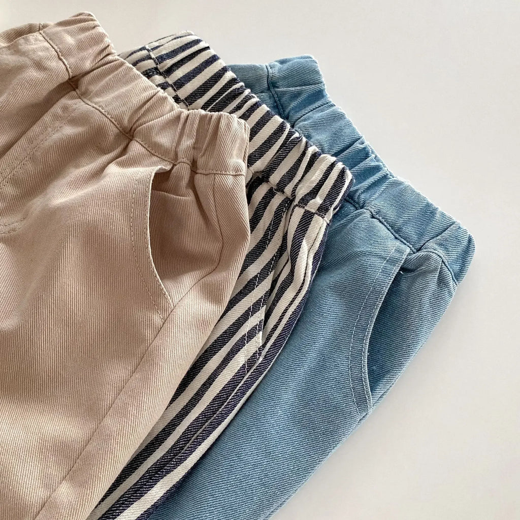 2026 Baby Boys Jeans Spring Summer Stylish 0-5Y Kids Korean Style Cotton Denim Trousers Boys Casual Soft Patch Pants Clothes