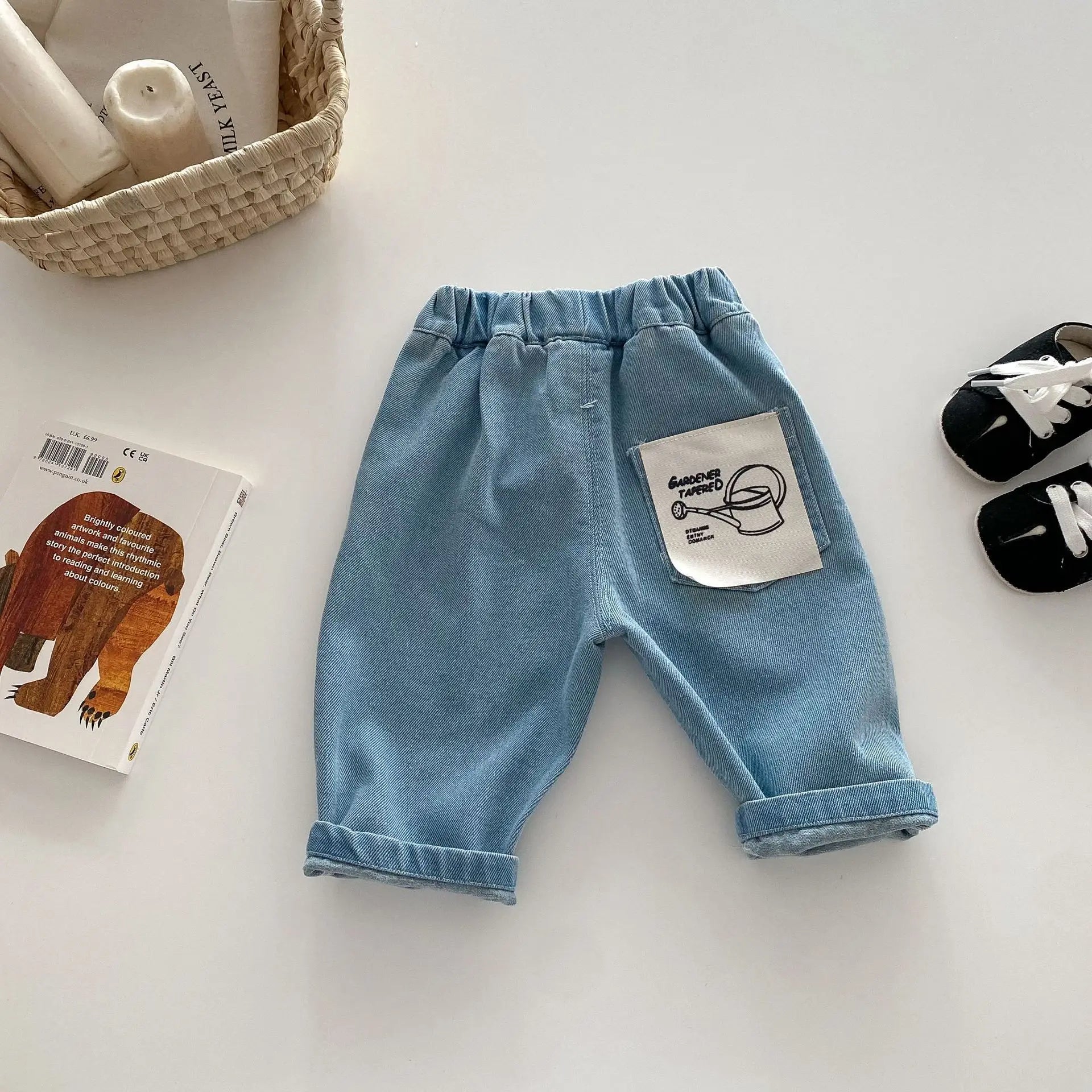 2026 Baby Boys Jeans Spring Summer Stylish 0-5Y Kids Korean Style Cotton Denim Trousers Boys Casual Soft Patch Pants Clothes