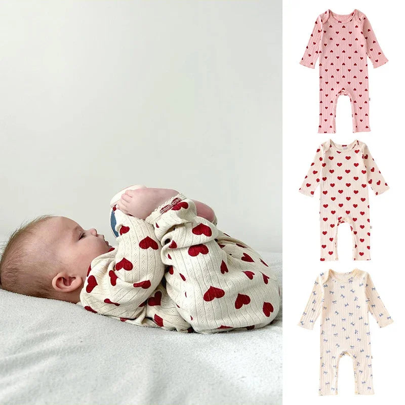 2025 New Autumn Infant Baby Girls Jumpsuit Long Sleeved Cotton Print Toddler Baby Girl Romper 0-24M Children Clothes