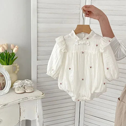 2025 New Autumn Infant Baby Girls Jumpsuit Long Sleeved Cotton Print Toddler Baby Girl Romper 0-24M Children Clothes