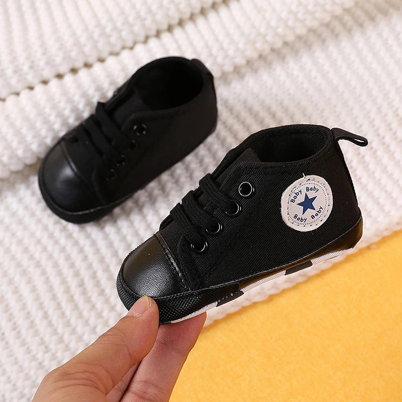 0-18 Months Baby Canvas Classic Sports Shoes Newborn Boys and Girls Printed Star First Walkers Shoes Infant Anti slip Baby Shoes