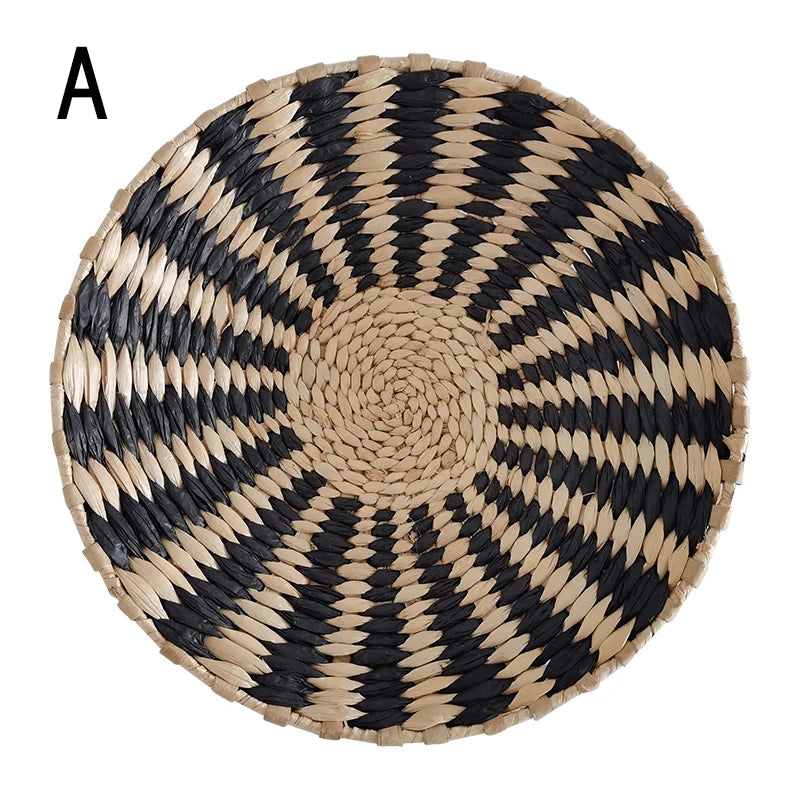 Straw Woven Round Wall Decoration Pendants Creative Retro Ethnic Background Wall Decor Moroccan Style Hand-woven Ornaments