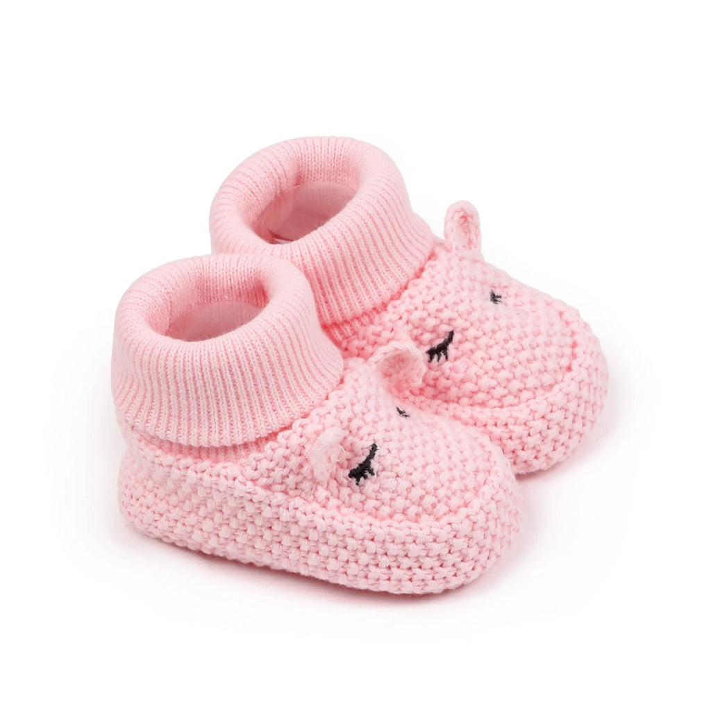0-12months Infant Knitted Baby Booties with Ears Soft shoes for baby girls Comfortable Winter Shoes