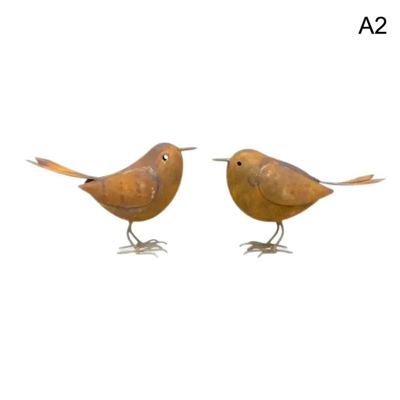 Iron Art Bird Sculpture for Garden Rustic Metal Birds Decor, Weather-Resistant Courtyard Focal Point for Patio, Lawn Enhancement