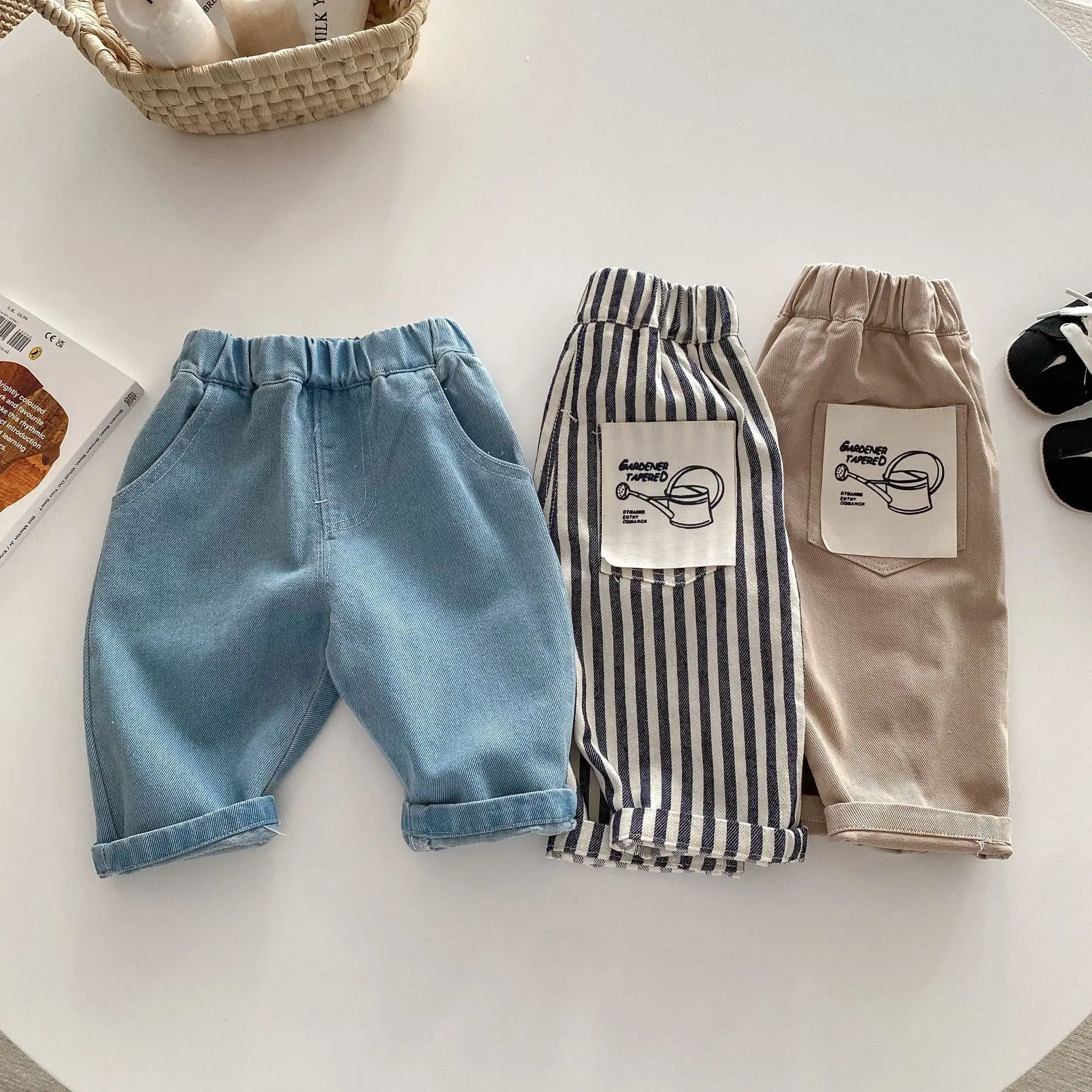 2026 Baby Boys Jeans Spring Summer Stylish 0-5Y Kids Korean Style Cotton Denim Trousers Boys Casual Soft Patch Pants Clothes
