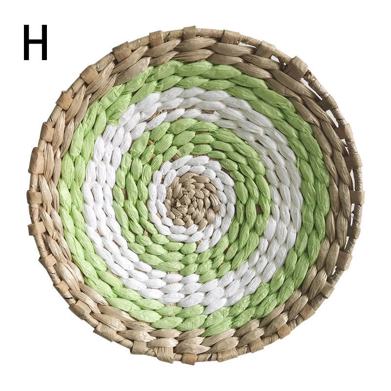 Straw Woven Round Wall Decoration Pendants Creative Retro Ethnic Background Wall Decor Moroccan Style Hand-woven Ornaments