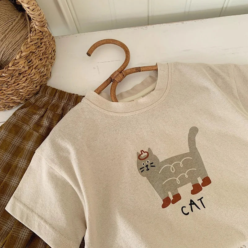 2025 Summer Kids Tees Cartoon Tops For Boys Girls Children Short-Sleeve T-Shirts Toddler Cotton Outfits Baby Outerwear Clothes