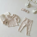 2025 Spring New Baby Long Sleeve Clothes Set Infant Girl Floral Tops + Leggings + Headband 3pcs Suit Cotton Toddler Outfits