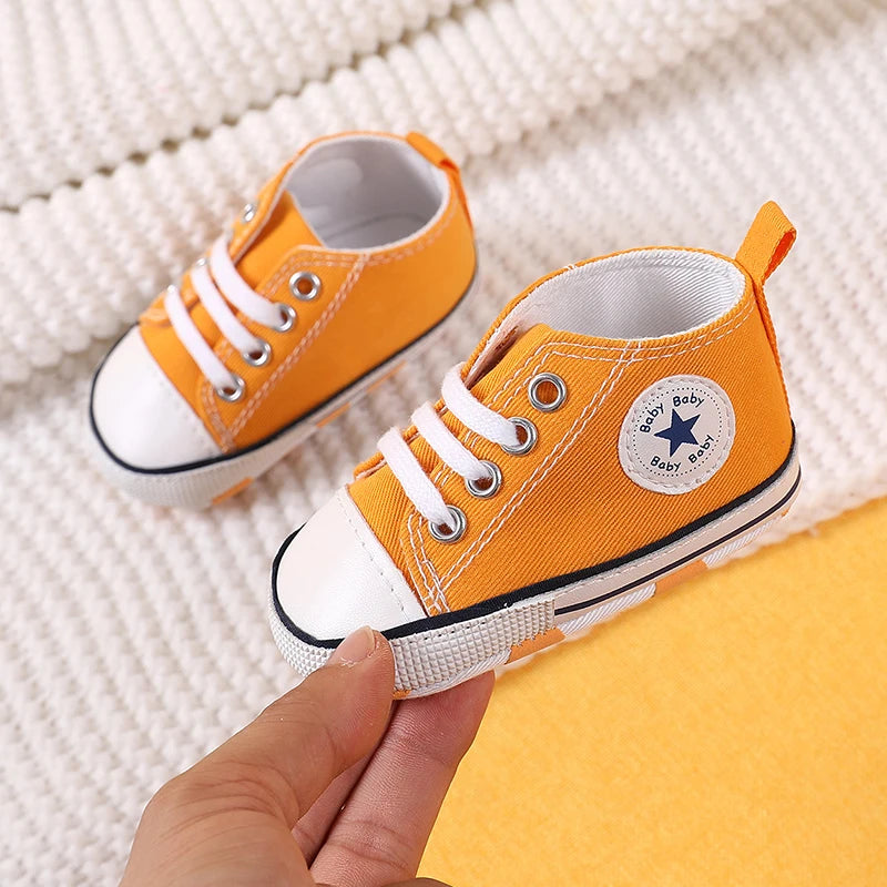 0-18 Months Baby Canvas Classic Sports Shoes Newborn Boys and Girls Printed Star First Walkers Shoes Infant Anti slip Baby Shoes