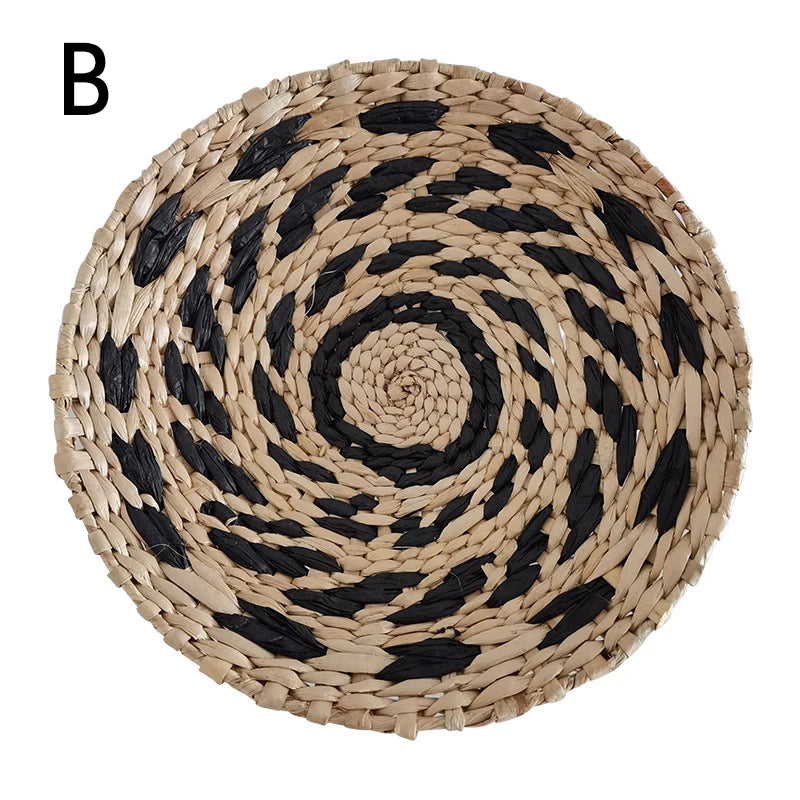 Straw Woven Round Wall Decoration Pendants Creative Retro Ethnic Background Wall Decor Moroccan Style Hand-woven Ornaments