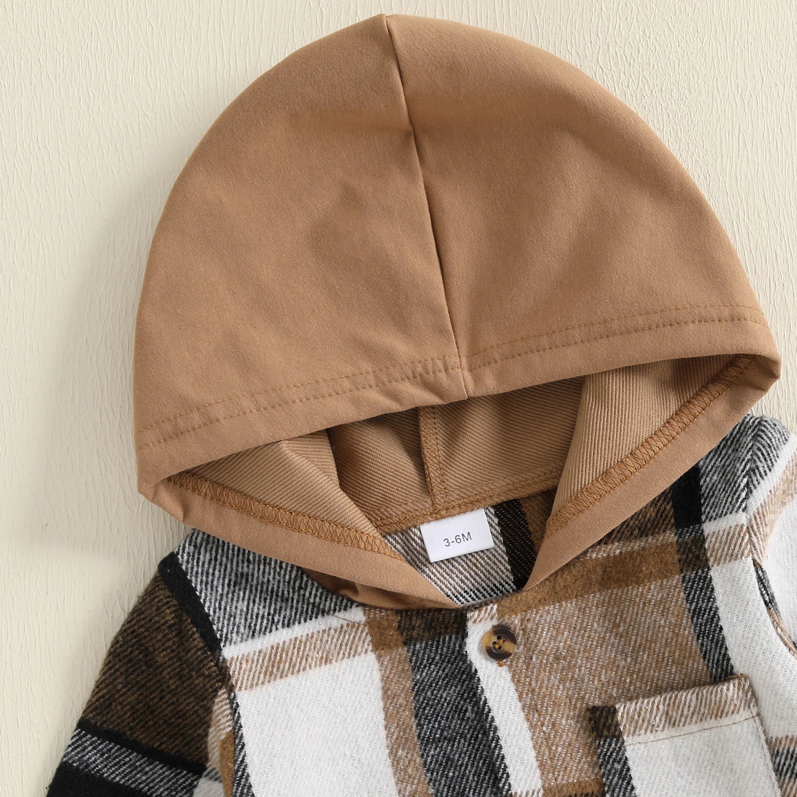 0-24M Toddler Boys Fall Outfit Plaid Long Sleeve Hooded Romper Solid Elastic Waist Jogger Pants Baby 2 Piece Sets