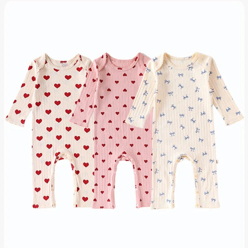 2025 New Autumn Infant Baby Girls Jumpsuit Long Sleeved Cotton Print Toddler Baby Girl Romper 0-24M Children Clothes