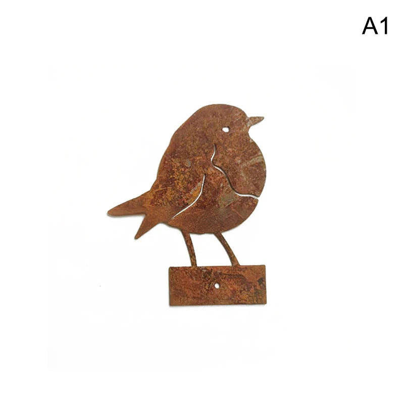Iron Art Bird Sculpture for Garden Rustic Metal Birds Decor, Weather-Resistant Courtyard Focal Point for Patio, Lawn Enhancement