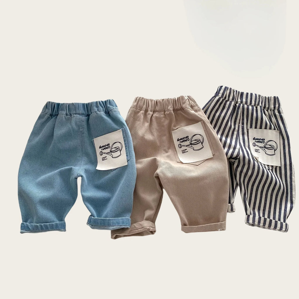 2026 Baby Boys Jeans Spring Summer Stylish 0-5Y Kids Korean Style Cotton Denim Trousers Boys Casual Soft Patch Pants Clothes