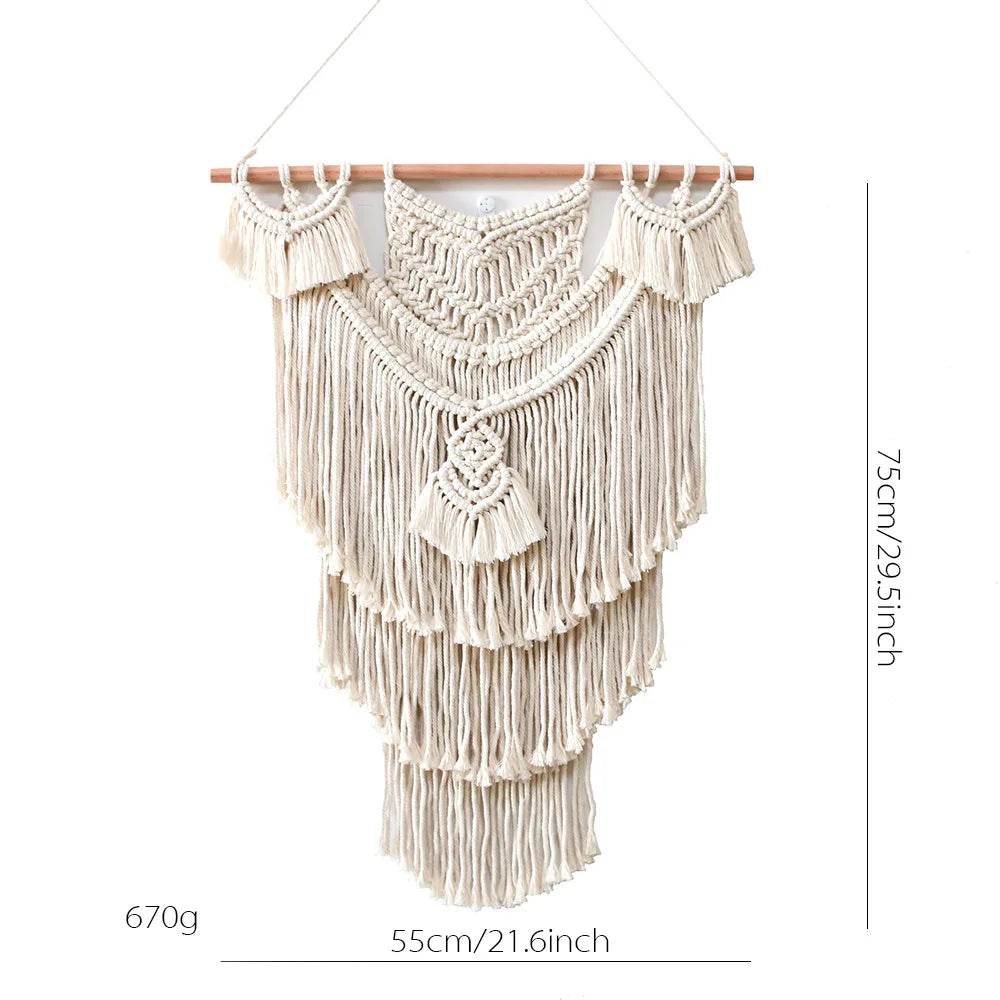 Nordic Woven Macrame Tapestry Room Decor Boho Home and Decoration for Bedroom Livingroom Wall Art Aesthetics Decorating Items