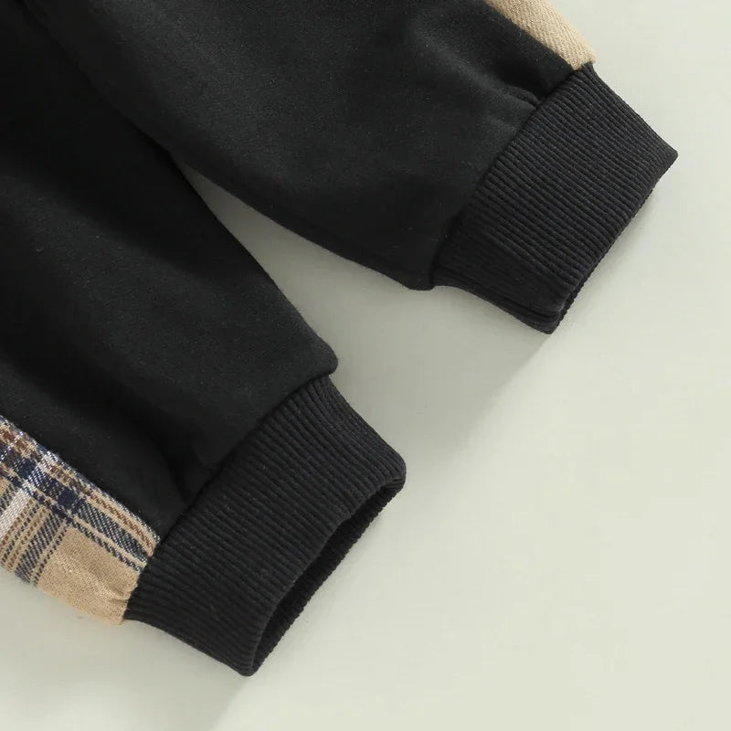 0-24months Boys Clothes Set Long Sleeve Bear Sweatshirt With Plaid Sweatpants Spring Autumn Outfits For Baby Boys