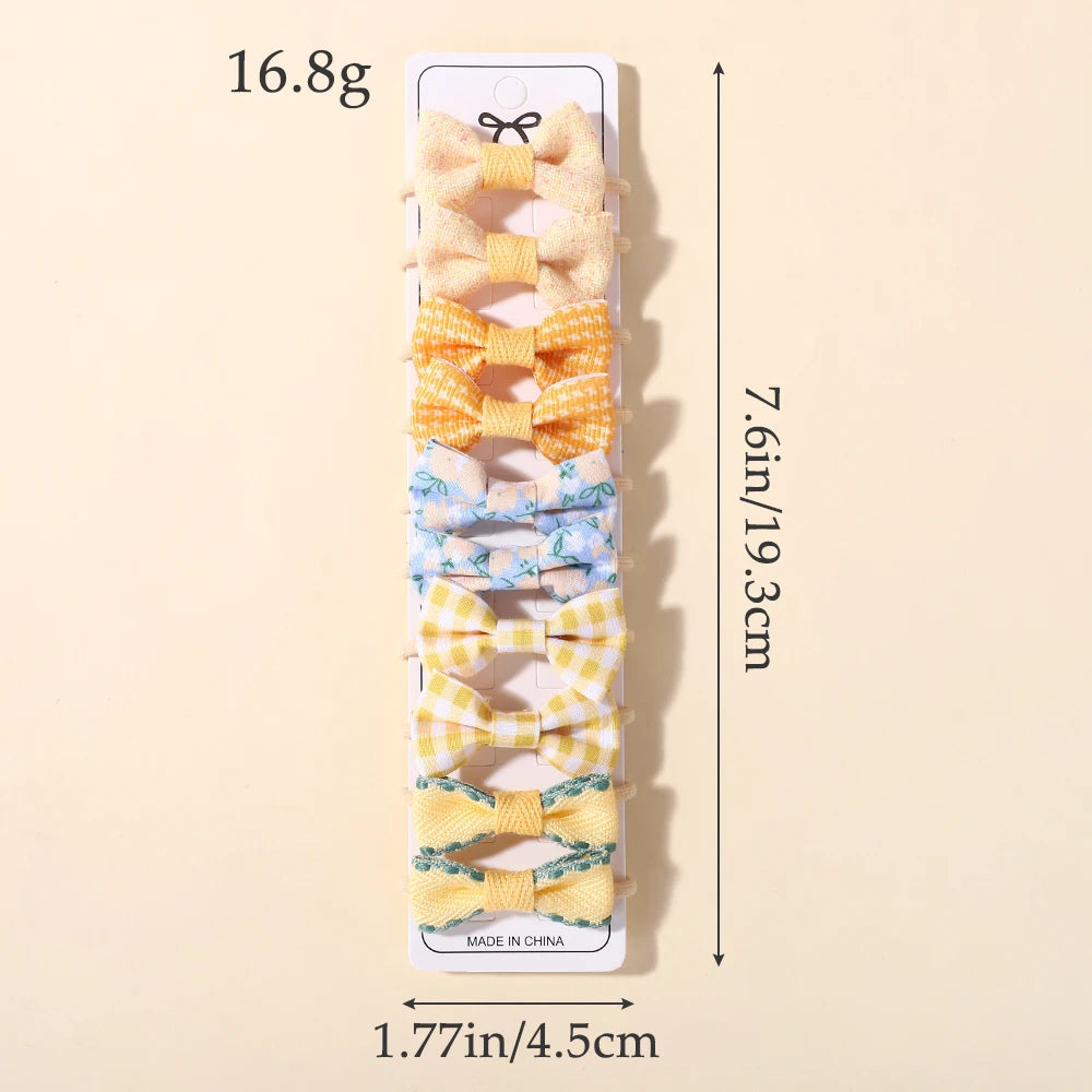 10Pcs Kids Cartoon Butterfly Knot Hair Ropes Exquisite Cotton Cute Hair Bands Safe Flower Knitted Grid Hair Accessories Gifts