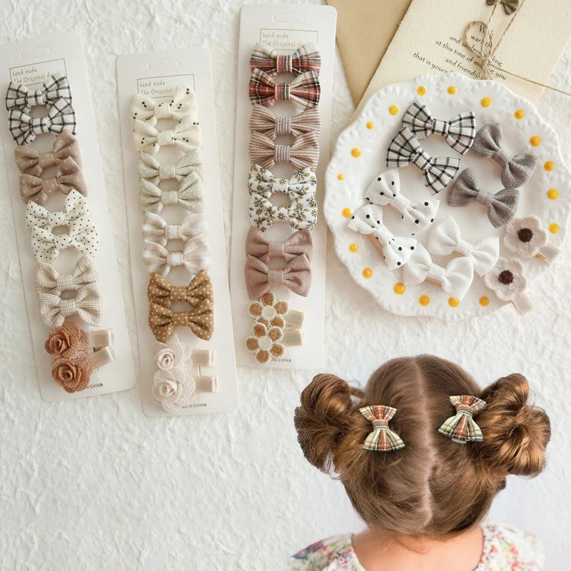 10Pc/Set Children's Girl Hairpins Cute Headwear Hair Accessories Bow for Baby Scrunchie Hair Clips Kids Barrettes Baby Headwear